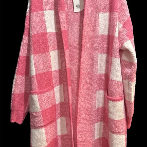 Long pink and white Fate sweater size S.  NWT - Picture 2 of 2